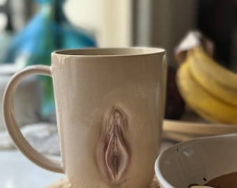 Handmade Ceramic Vulva Mug, Unique Sensual Coffee Cup, 13.5 oz