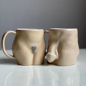 Just Married Pottery Mug Set: Handmade Ceramic Couple Mugs