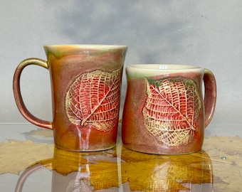 Handgefertigte Herbst Blatt Keramikbecher: Botanische Teetasse