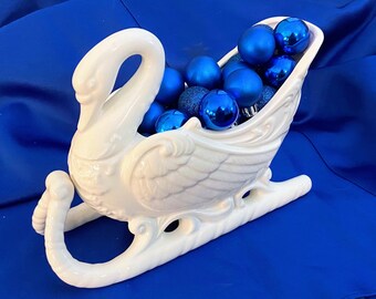 Porcelain Swan Sleigh: Oxford Wedding Table Centerpiece, Original Box