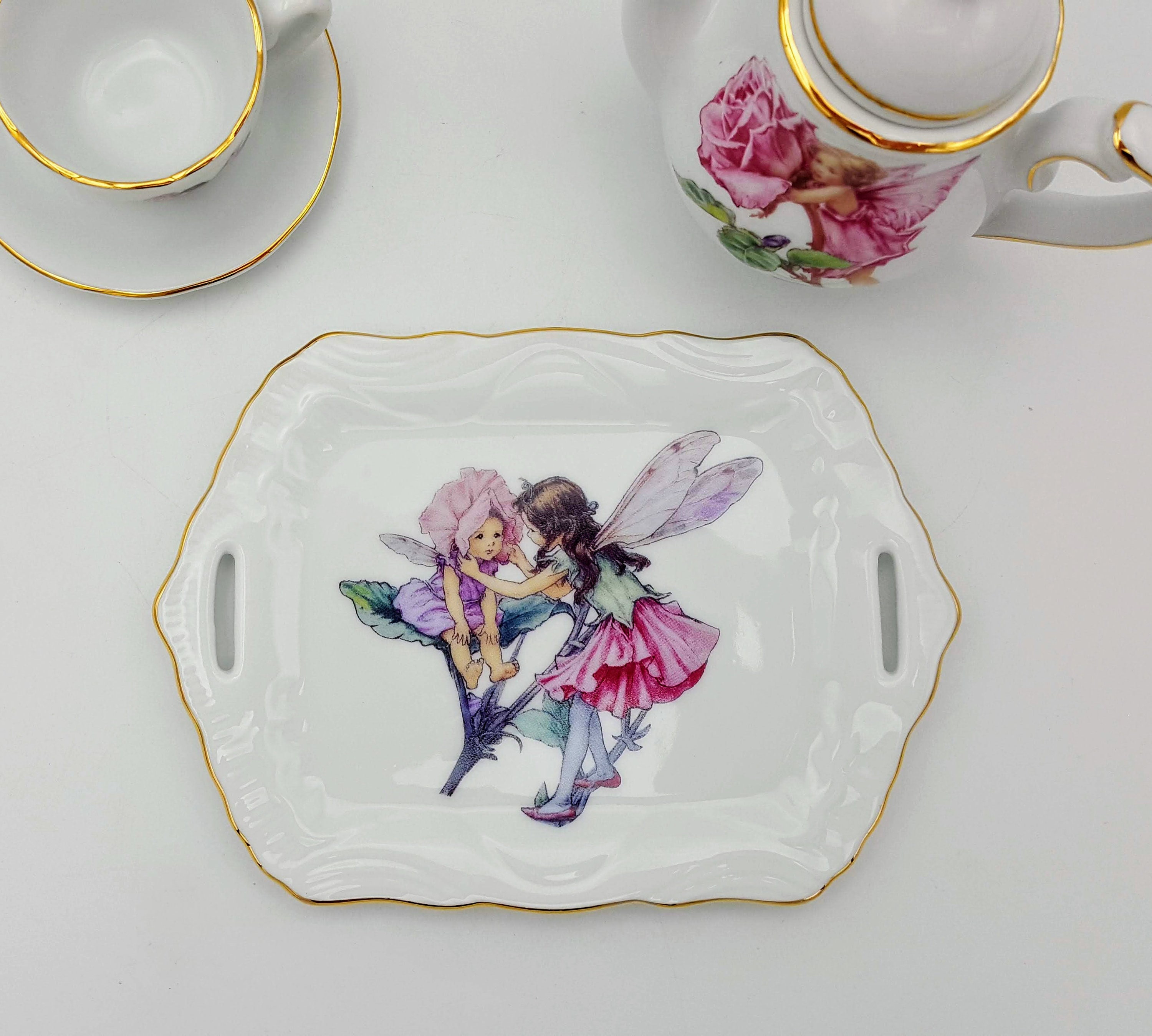 Flower Fairies Tea Set Teapot Teacup Saucer Tray Reutter Etsy