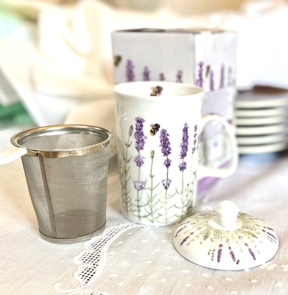 3 Piece Gift Set by Lavender Fields: Mug + Lid + Infuser; Ashdene