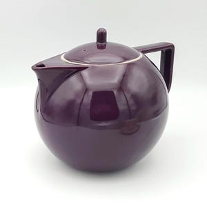 Vintage Sasaki Colorstone Teapot: Plum Purple Ceramic, Vignelli Design
