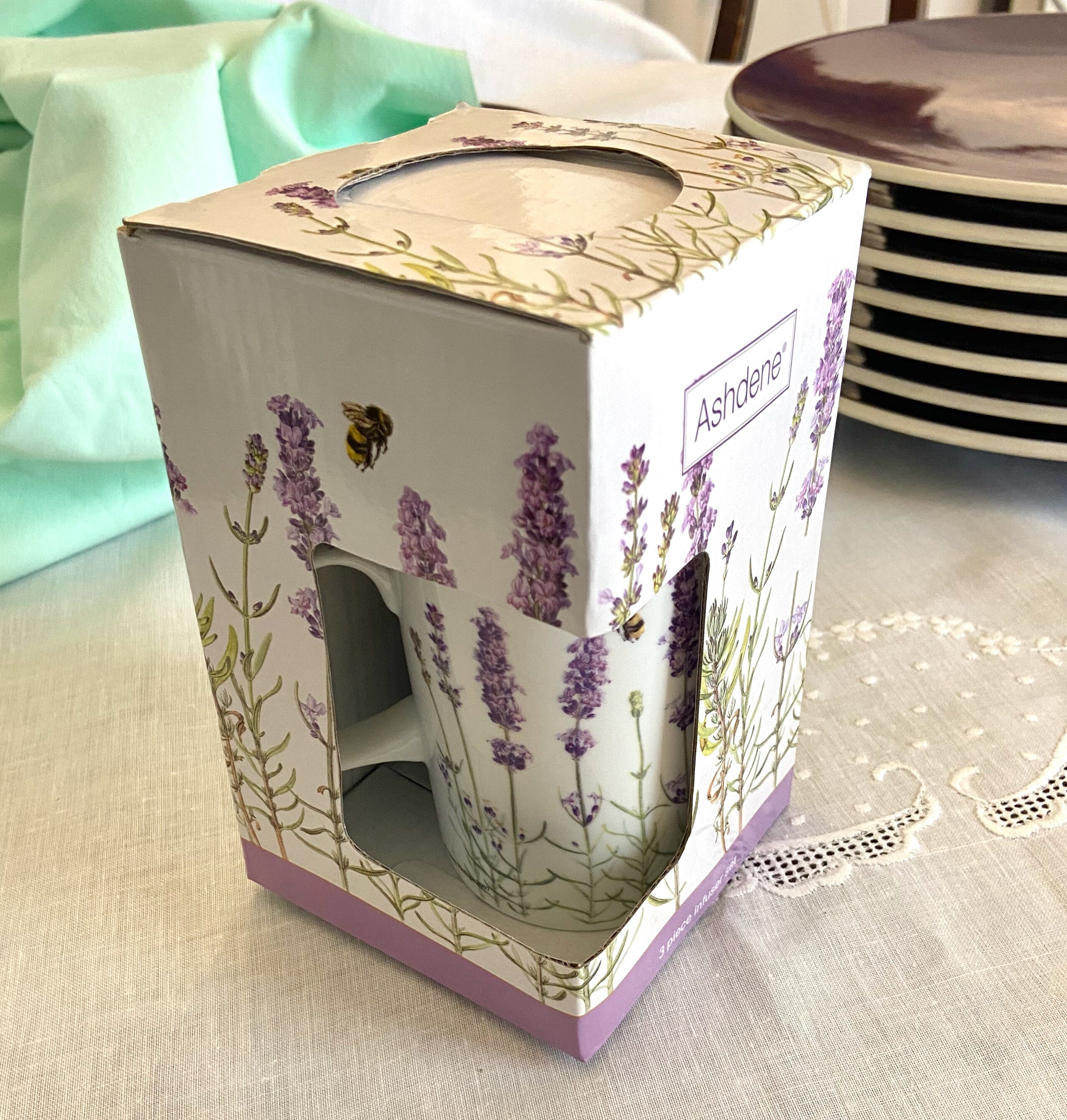 3 Piece Gift Set by Lavender Fields: Mug + Lid + Infuser; Ashdene