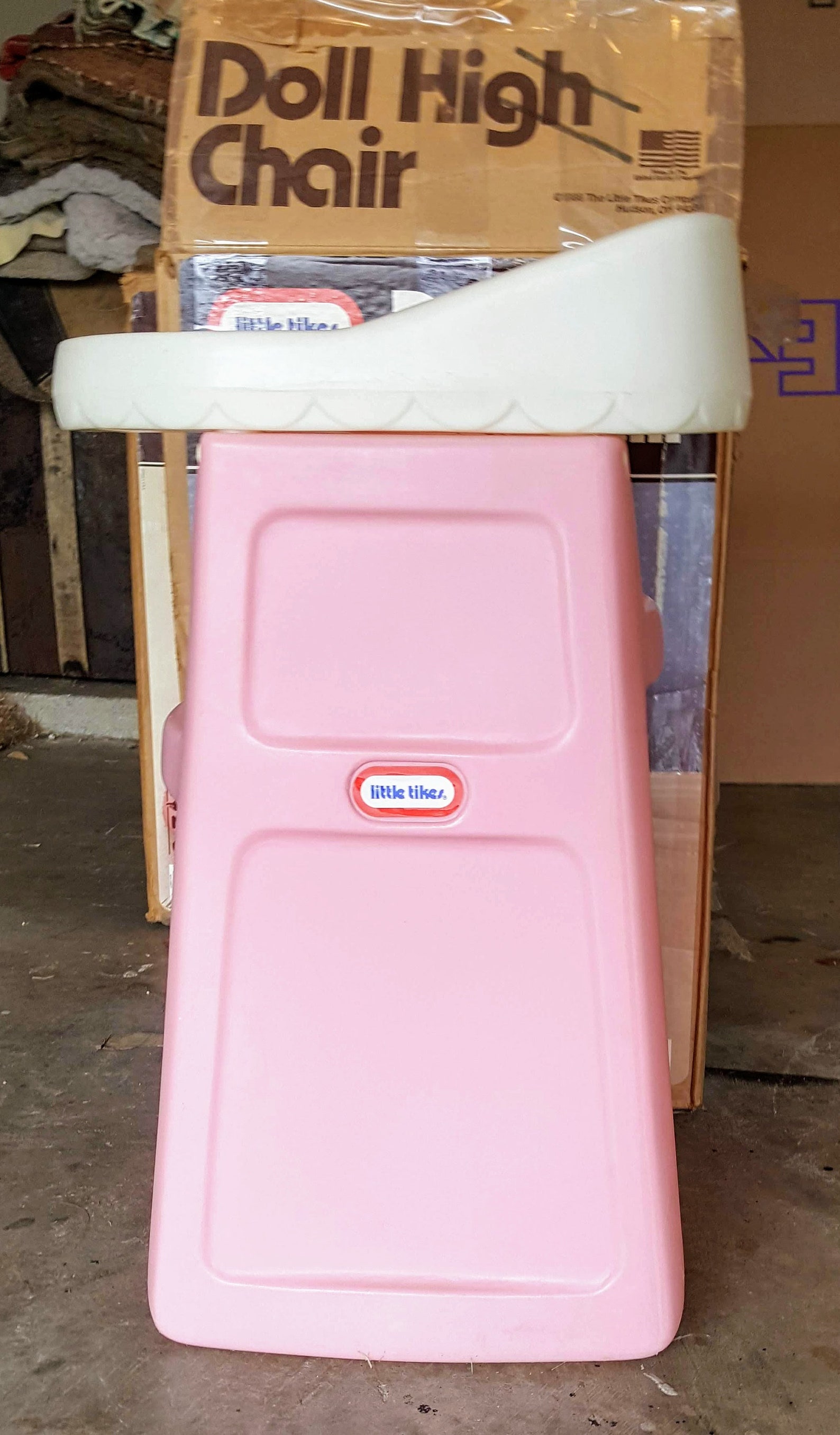 Vintage Little Tikes Doll High Chair Pink White Original Box Etsy
