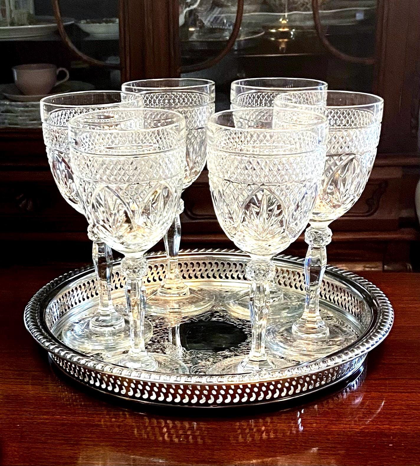 Cristal D’Arques Stemware: Diamond Cut Glass Water Goblets, Set of 6