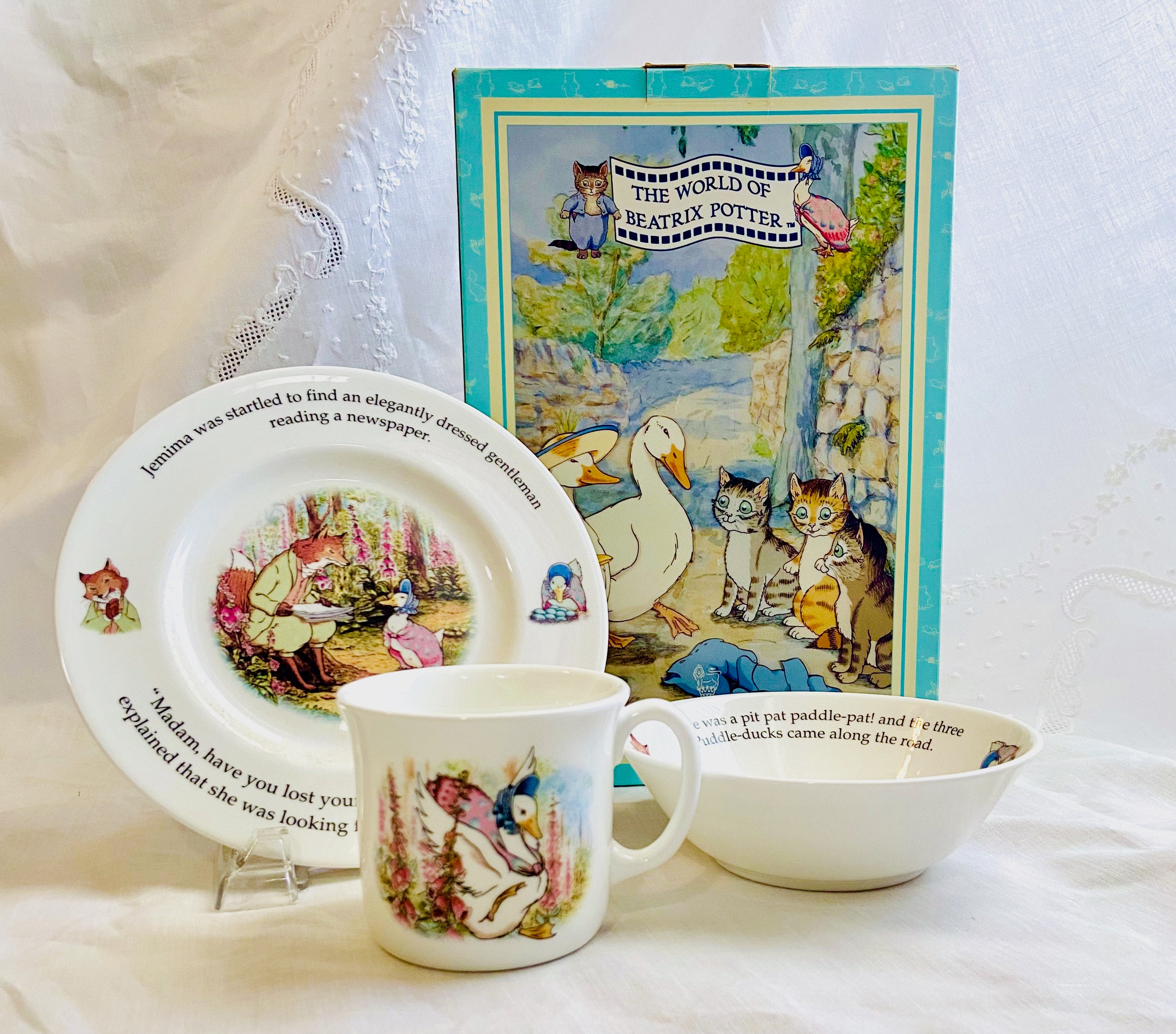 Hard to Find Royal Doulton Beatrix Potter 3 Piece Nursery Set in Box ...