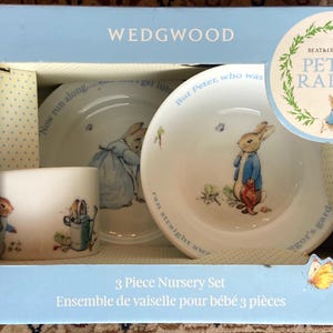 Service 3 Pièces Wedgwood Beatrix Potter - Peter Rabbit - Bleu - Neuf