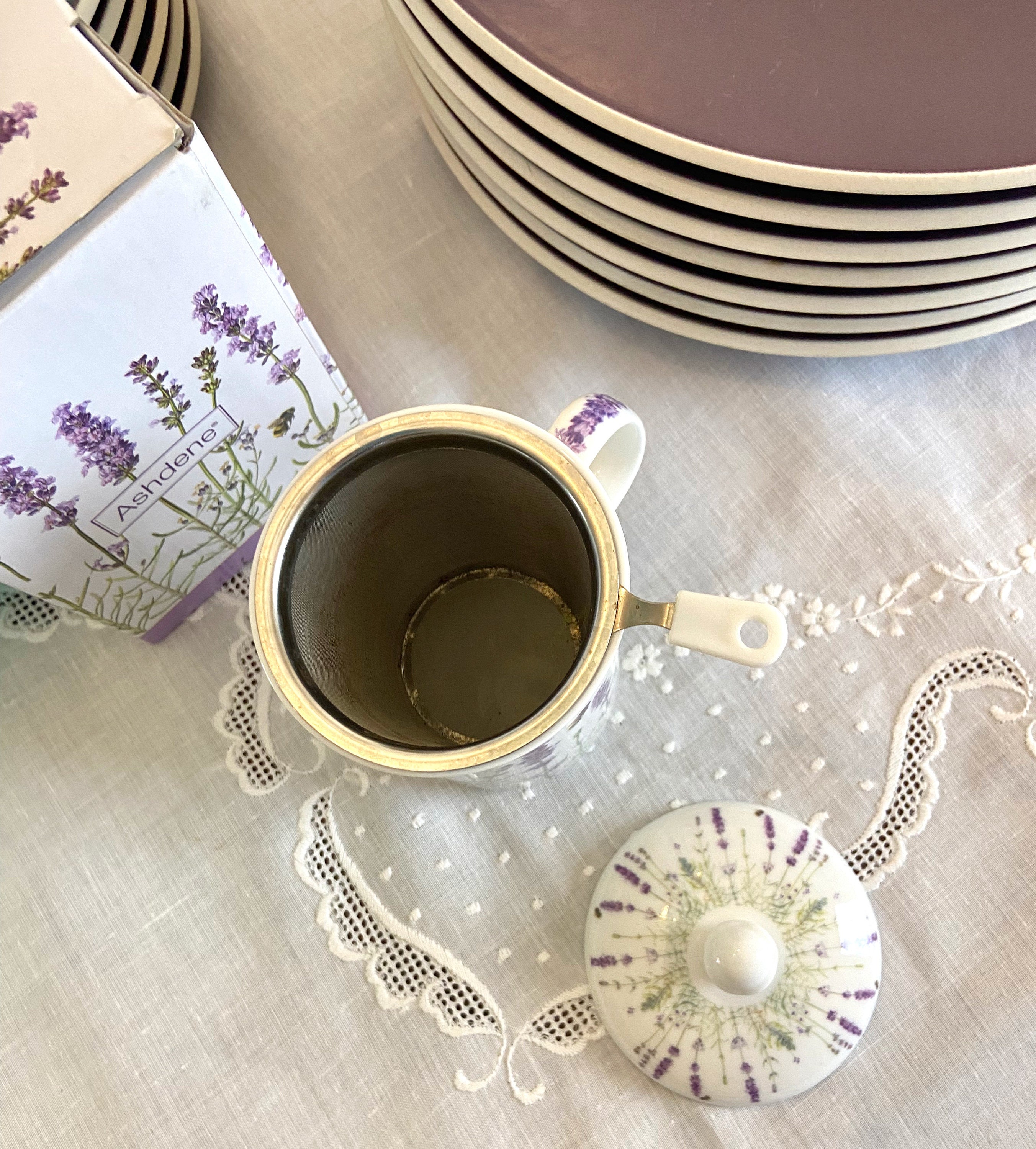 3 Piece Gift Set by Lavender Fields: Mug + Lid + Infuser; Ashdene