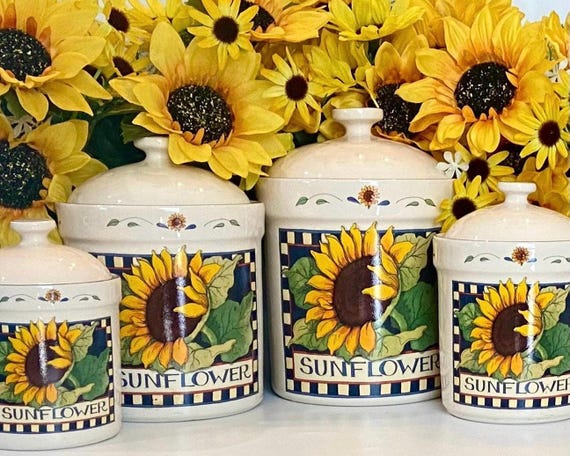 Sunflower Ceramic Canister Set - 1999 Susan Winget - Kitchen