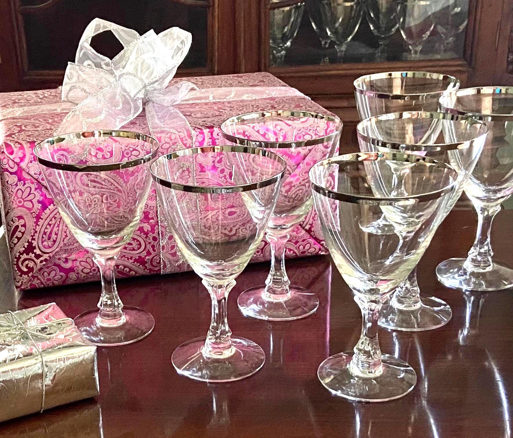 Crystal Goblet Stem Sets Fostoria Wedding Ring With Platinum Rim