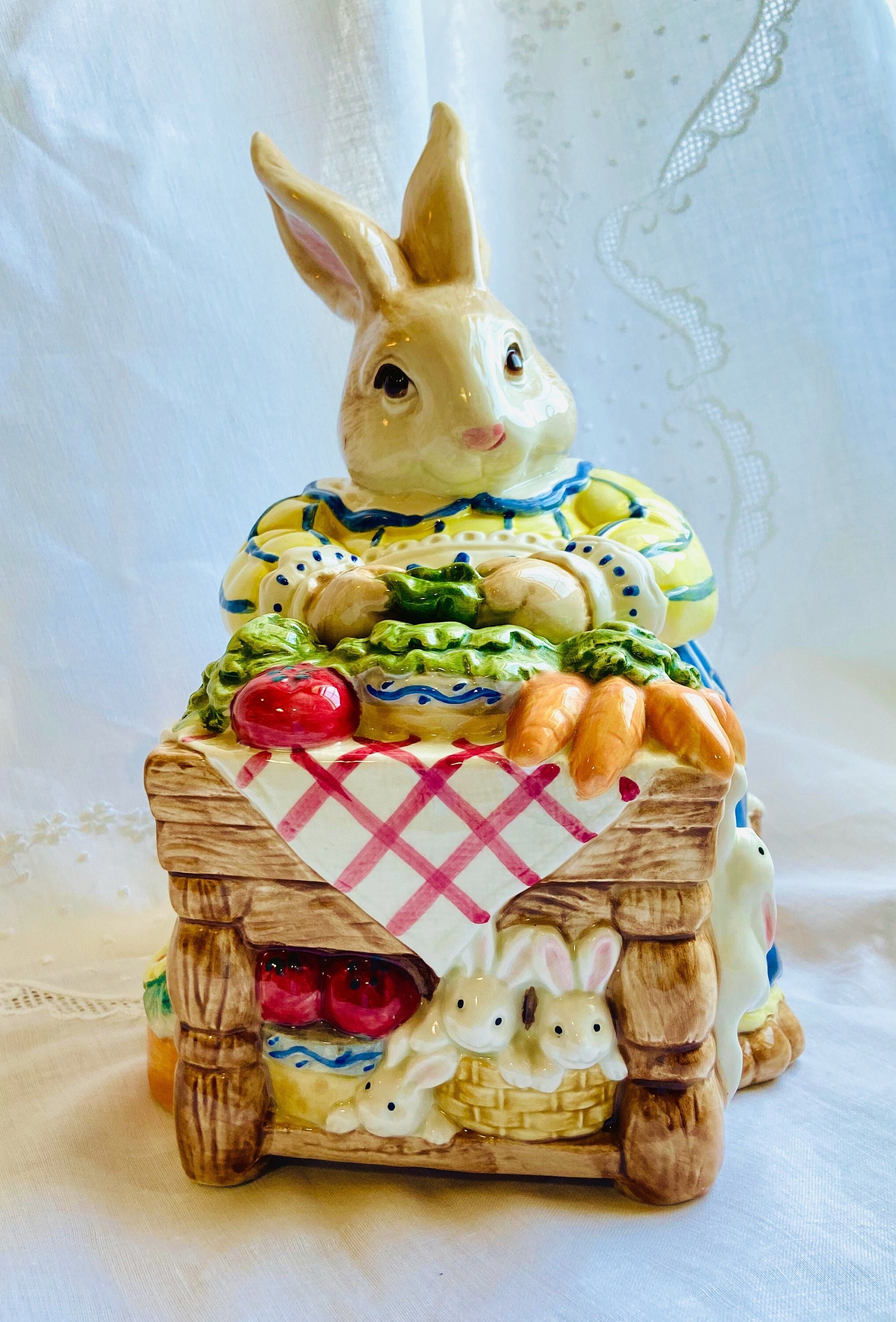 Cookie Jar Fitz Floyd Mother Mrs Rabbit Vintage 1993 Kitchen