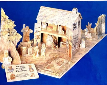 Peter Rabbit 3D PopUp Paper Doll House Book Spectacular props & play script Vintage Theatre Hill Top House Beatrix Potter Warne Complete new