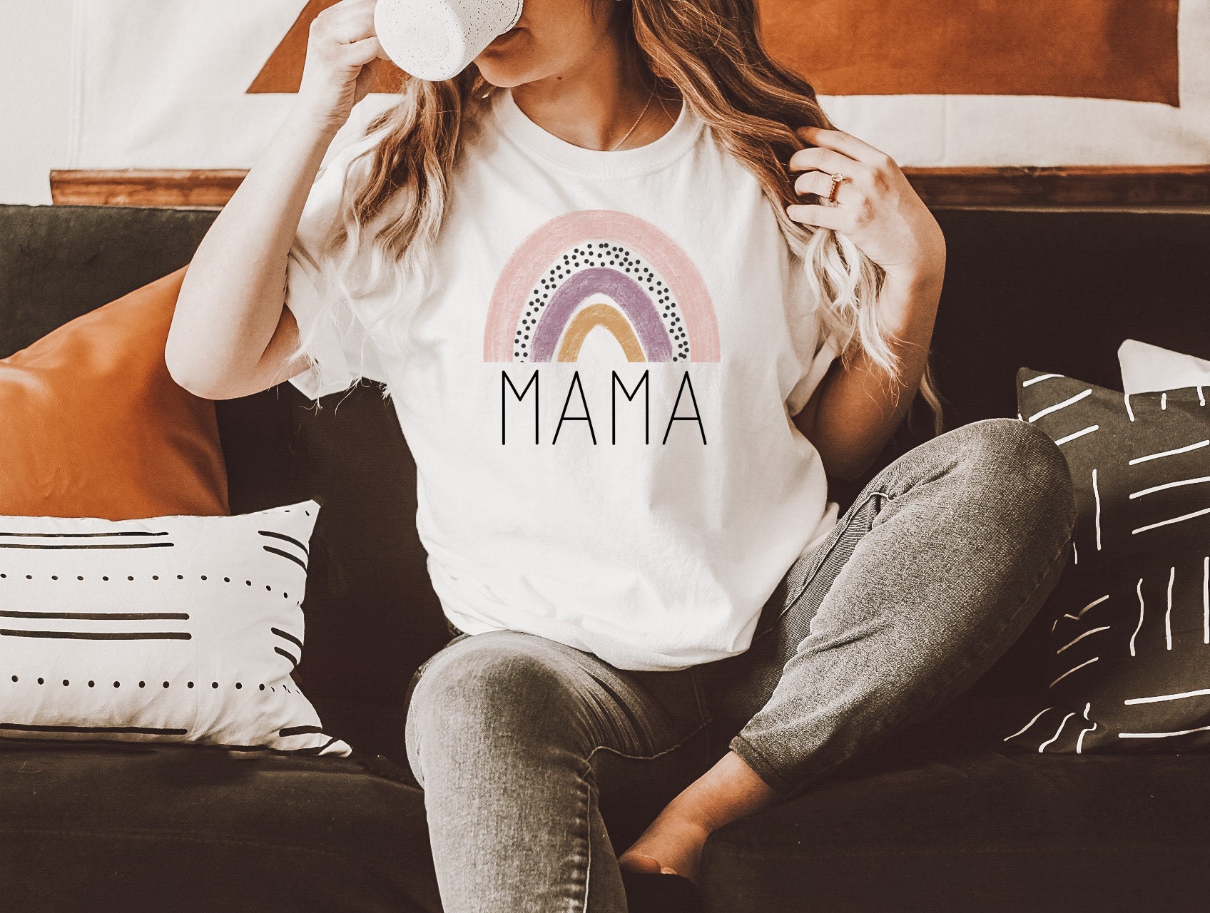 Boho Mama Shirt Boho Style Rainbow Mother's Day Tee | Etsy