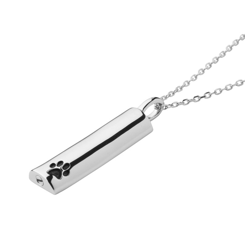 with a secret pocket for remains Cremation Jewelry with 18 Sterling Silver chain Sterling Silver Pet Half-Cylinder Keepsake Necklace