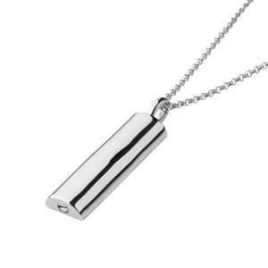Half Cylinder Necklace, 925 Silver, Cremation Jewelry, Keepsake, 18&quot;Sterling Silver Chain with a silver clasp, Handmade Jewelry, Engravable