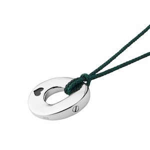 Circle of Life Necklace, 925 Sterling, Cremation Jewelry, Keepsake, 18&quot; British Green Cord with a silver clasp, Handmade Jewelry, Engravable