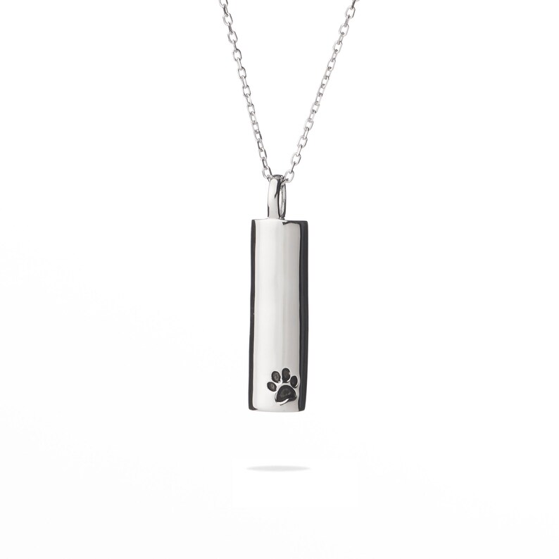 with a secret pocket for remains Cremation Jewelry with 18 Sterling Silver chain Sterling Silver Pet Half-Cylinder Keepsake Necklace