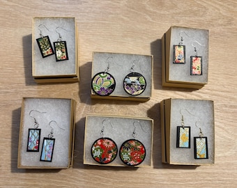 Up-cycled Handmade Earrings with Japanese Floral Origami Papers