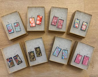 Up-cycled earrings with Japanese origami papers