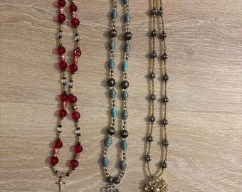 Handmade Pendant Necklaces (paper and glass beads)