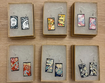 Up-cycled earrings with Japanese origami papers