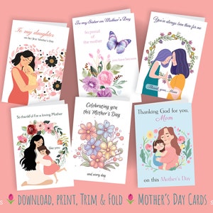Mothers Day, Printable Cards, DIY, Print Your Own, PDF, Flowers, Butterflies, Holiday, Family, Mom, Daughter, Sister, Children, 5x7, 4x6