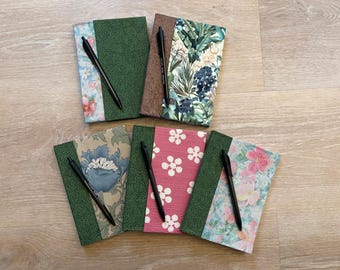Handmade Fabric Journal with Pen, 58 Blank Pages