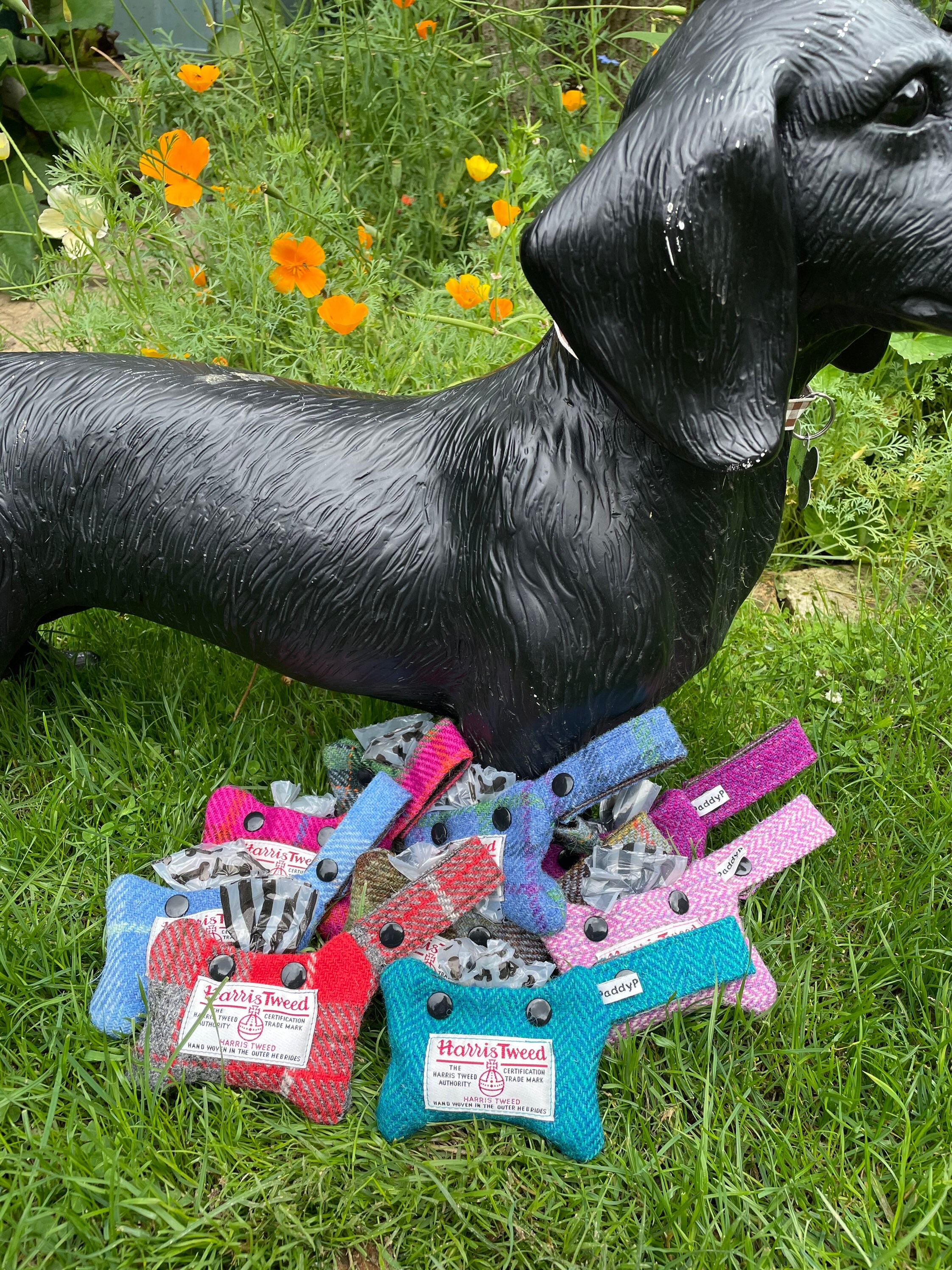 Dog Poo Bag Holder Harris Tweed Tartan Connect to Lead Leash Etsy UK