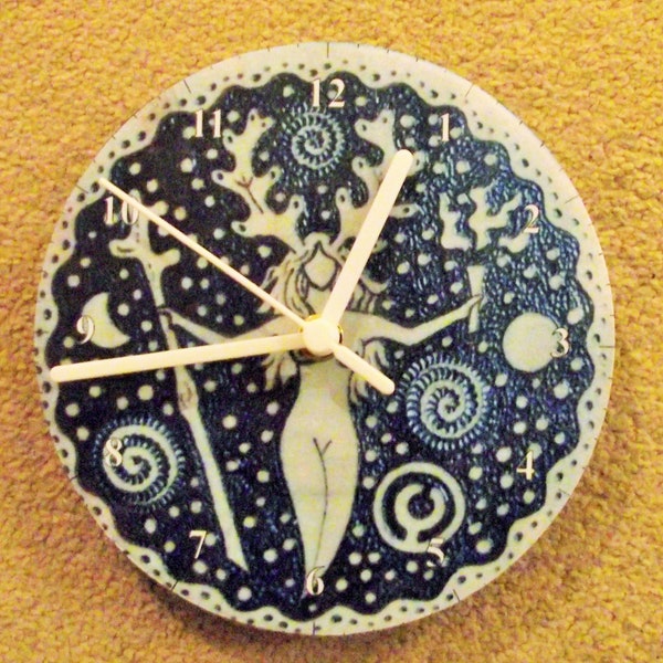 PAGAN Ellen of The Ways 7" wall clock. upcycled