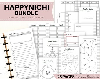 Happynichi Planner Inserts: Weekly, Monthly Layouts (PDF Download)