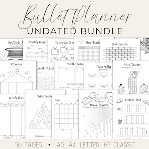 Stampabili Bullet Journal, Pacchetto Bullet Journal, Tracker, Inserti Bujo stampabili, Diffusione settimanale, Modelli Bujo, Lettera A4 A5 HP Classic