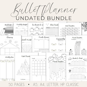 Bullet Journal Printables, Bullet Journal Bundle, Trackers, Printable Bujo Inserts, Weekly Spread, Bujo Templates,  A4 A5 Letter HP Classic