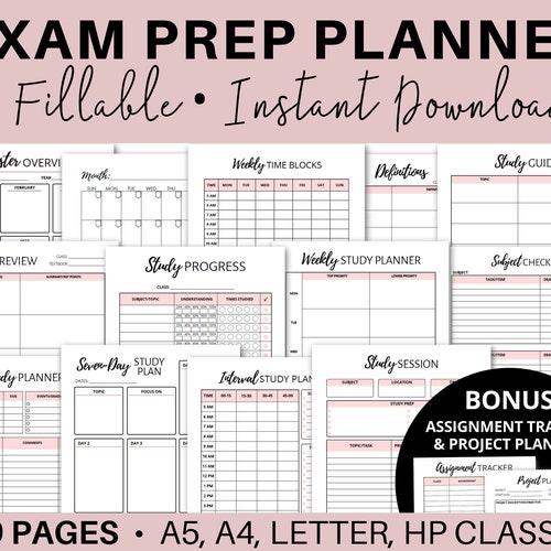 Student Exam Prep Kit Printable Exam Planner HP College Exam - Etsy