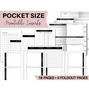 Pocket Planner Printables, Pocket Planner Inserts Bundle: Mo1p, Wo2p, Habit Tracker, Password Keeper, Expenses, Year at a Glance
