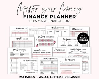 Finance Planner Printable: Monthly Budget, Debt Tracker (PDF)