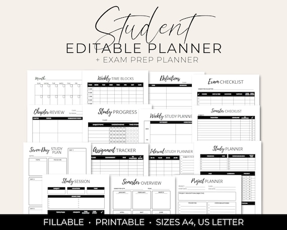 Printable Student Exam Planner Kit: College Study Guide (Digital Download)