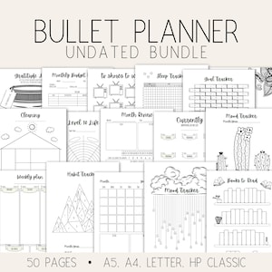 Bullet Planner Printables, Dot Grid Journal Bundle, Trackers, Printable Bujo Inserts, Weekly Spread, Bujo Templates