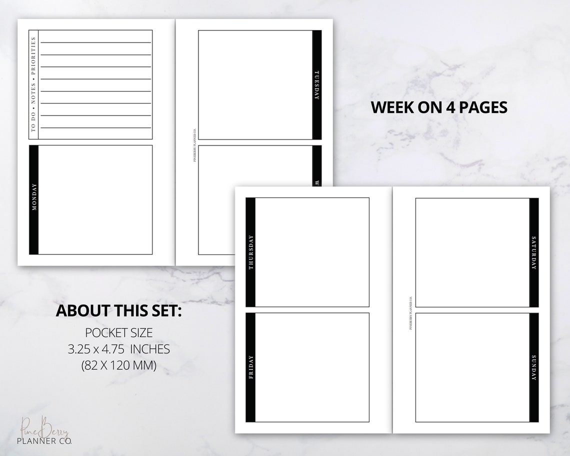 Pocket Planner Printables Pocket Planner Inserts Bundle: - Etsy