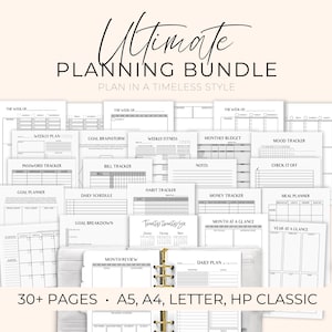 A5 Life Planner Bundle: Printable Daily, Weekly, Monthly Pages (Digital Download)