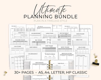 A5 Life Planner Bundle: Printable Daily, Weekly, Monthly Pages (Digital Download)