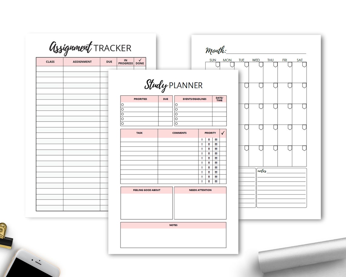Student Exam Prep Kit Printable Exam Planner HP College Exam - Etsy