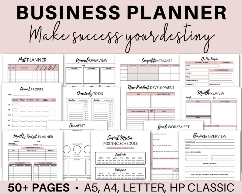 Business Planner Printable PDF,  Small Business Owner Planning Bundle, Etsy Business Organizer, Small Business Planner 