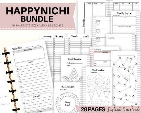 Happynichi Inserts Printable Fauxbonichi Weekly Inserts Half - Etsy
