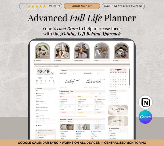 Notion Ultimate Life Planner Template, Full Life Second Brain Database