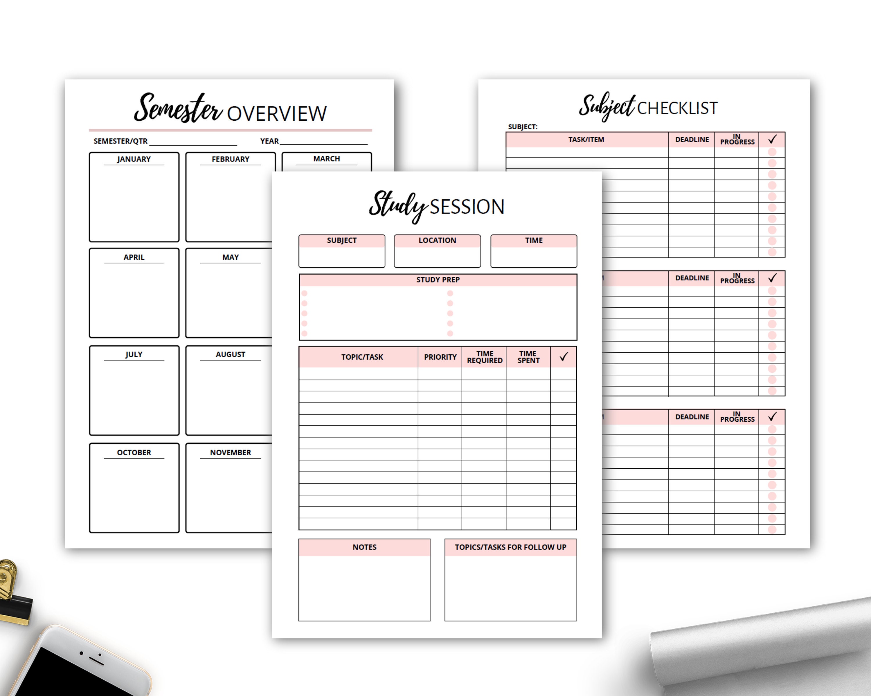 Student Exam Prep Kit, Printable Exam Planner, HP College