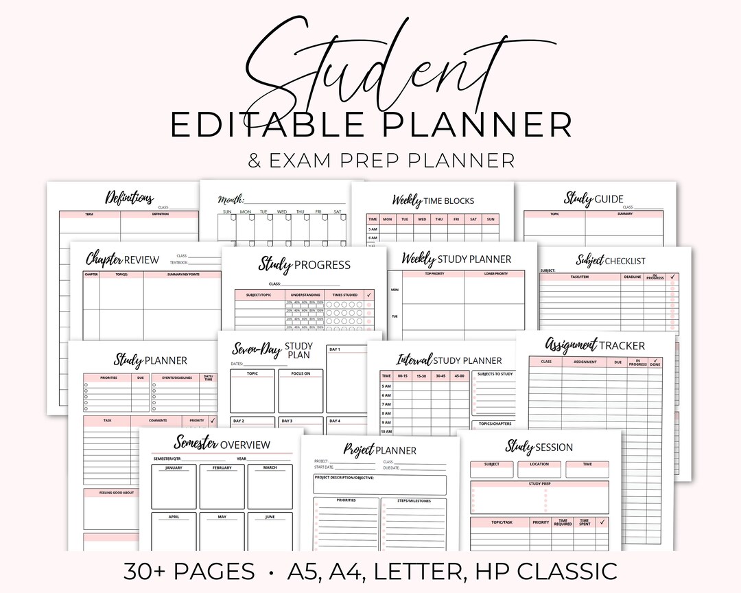Student Exam Prep Kit, Printable Exam Planner, HP College Exam Study ...