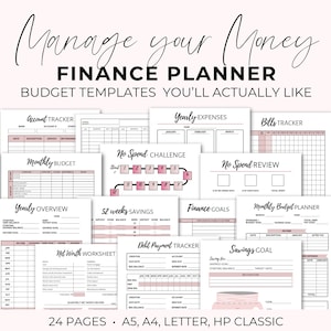 Financial Planner Printable, Budget Planner Printables, Monthly Budget PDF, Editable Finance Planner Inserts, Debt Free, Bill Money Tracker,