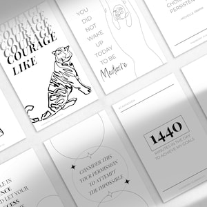 Tarjetas de diario del planificador imprimible de Lady Boss / Estética del planificador mínimo del éxito de la emprendedora femenina