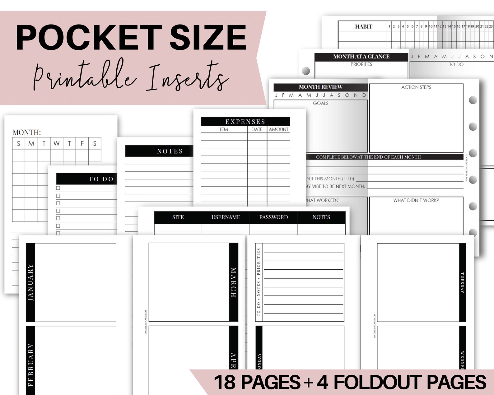 Pocket Planner Printables Pocket Planner Inserts Bundle: - Etsy
